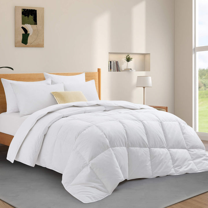 Goose Down Comforter White Cotton Cover Lightweight Fluffy Twin Full King Size Image 5