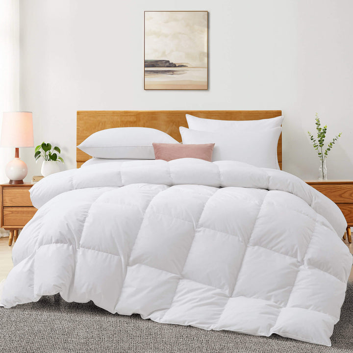 Goose Down Comforter White Cotton Cover Lightweight Fluffy Twin Full King Size Image 9