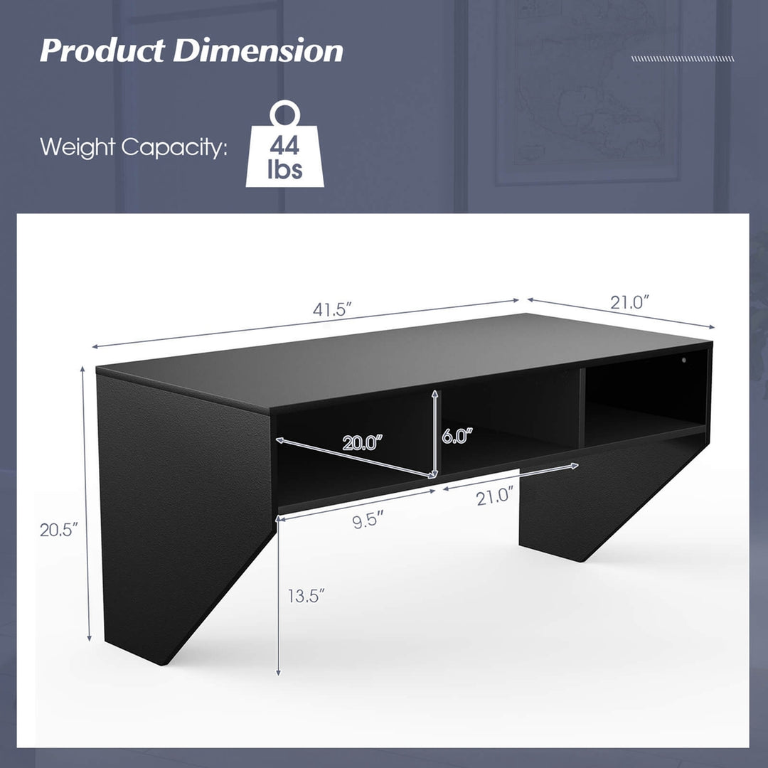 Wall Mounted Floating Computer Table Sturdy Desk Home Office Furni Storag Shelf Image 5