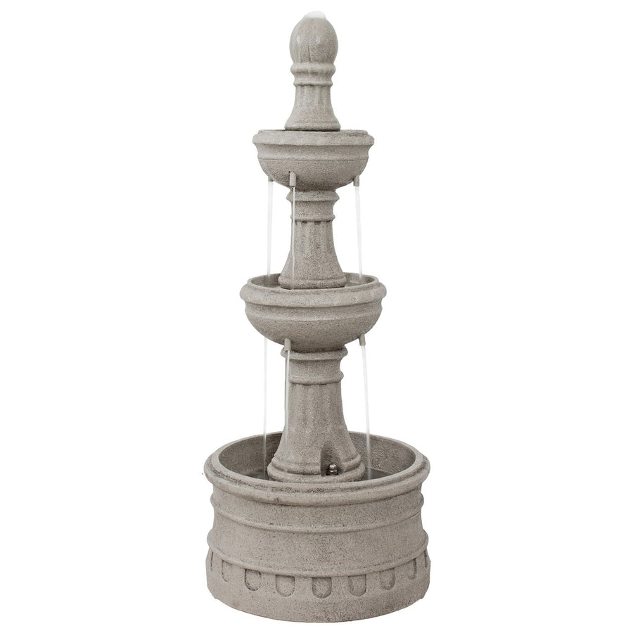 Sunnydaze Cyprus 3-Tier Polyresin Outdoor Fountain - Gray Image 1