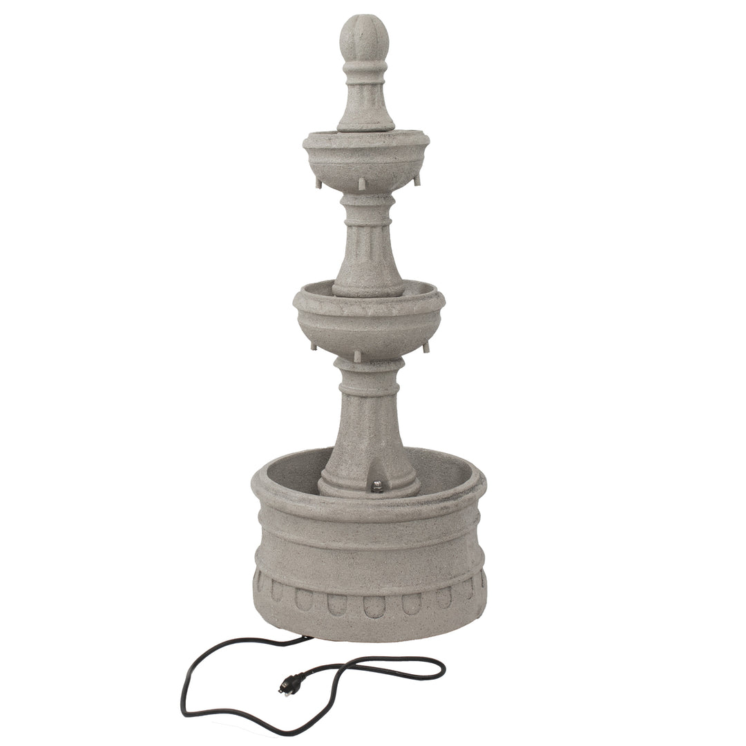 Sunnydaze Cyprus 3-Tier Polyresin Outdoor Fountain - Gray Image 10