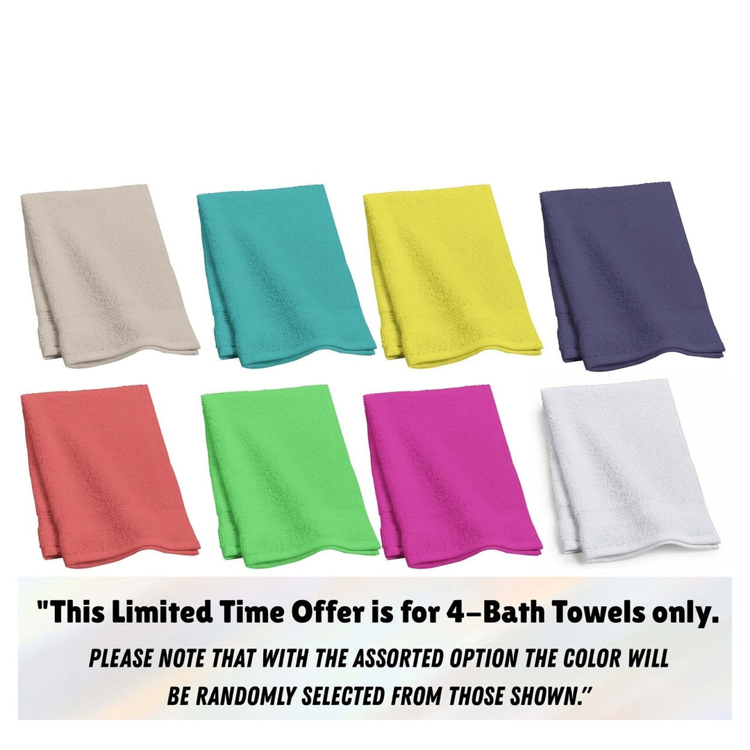 4-Piece 100% Cotton Bath Towels 54x27 Highly Absorbent Soft in Various Colors Image 9