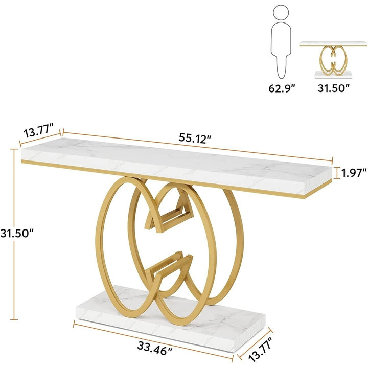 Tribesigns 55 Inch Faux Marble Gold Console Table Geometric Metal Base Entryway Image 6