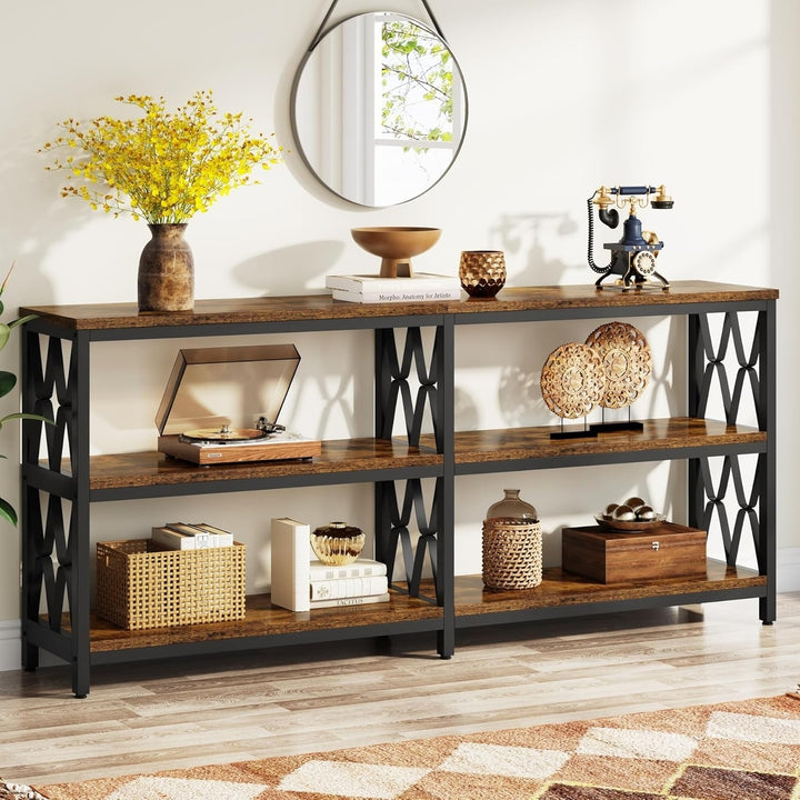 Tribesigns Console Table with Storage Shelves, 70.9" Industrial 3-Tier Sofa Table for Living Room,Hallway, Front Door, Image 2