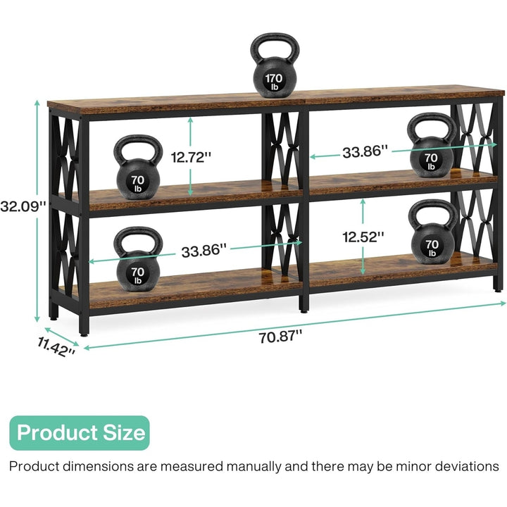 Tribesigns Console Table with Storage Shelves, 70.9" Industrial 3-Tier Sofa Table for Living Room,Hallway, Front Door, Image 6