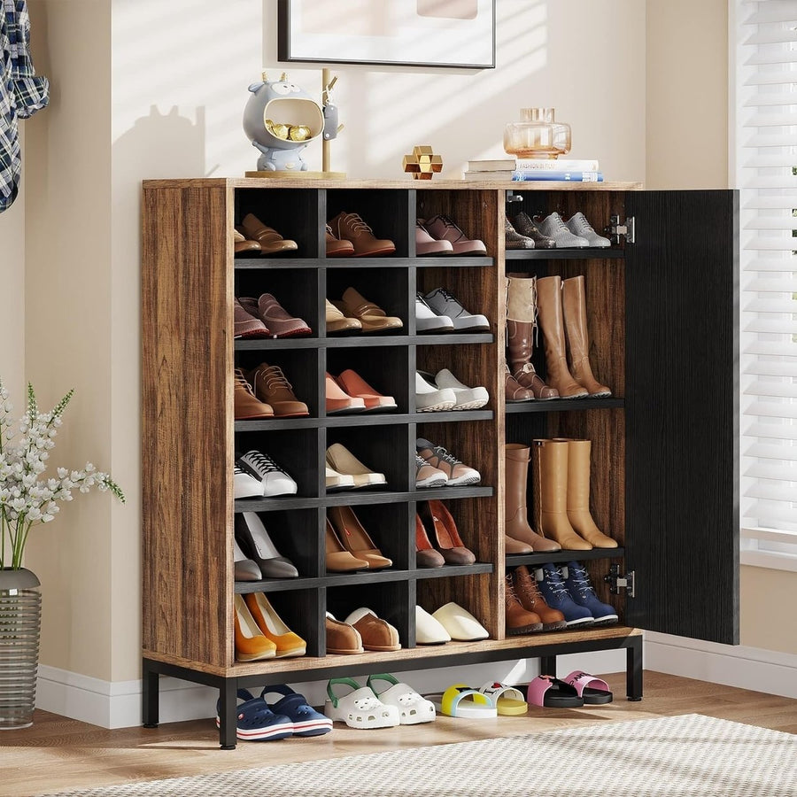 Tribesigns 6-Tier Shoe Rack with Doors 23 Cubbies Adjustable Shelves Large Capacity Image 1