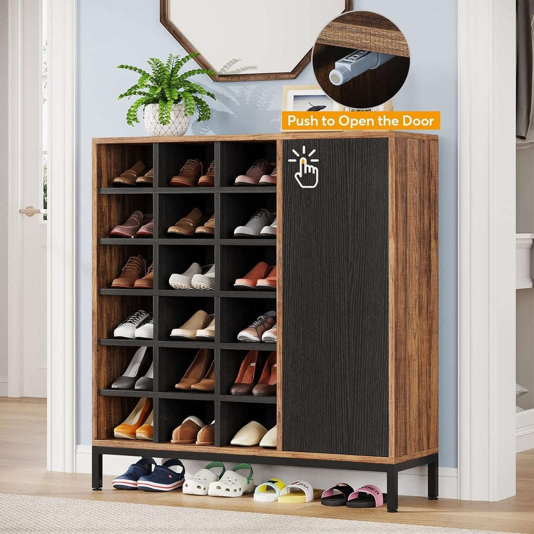 Tribesigns 6-Tier Shoe Rack with Doors 23 Cubbies Adjustable Shelves Large Capacity Image 3