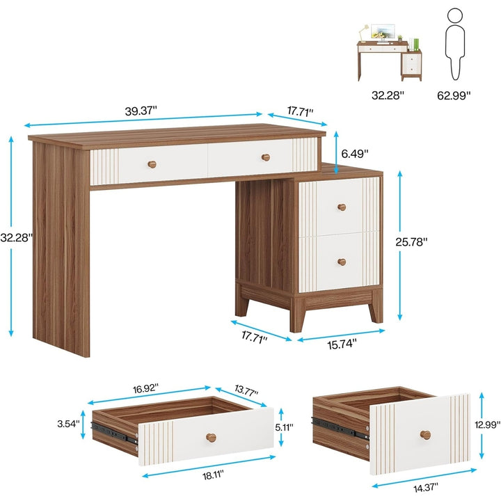 Tribesigns Computer Desk with 4 Drawers, Modern Wooden 51-Inch Home Office Desks with Storage,Study Writing Table for Image 6