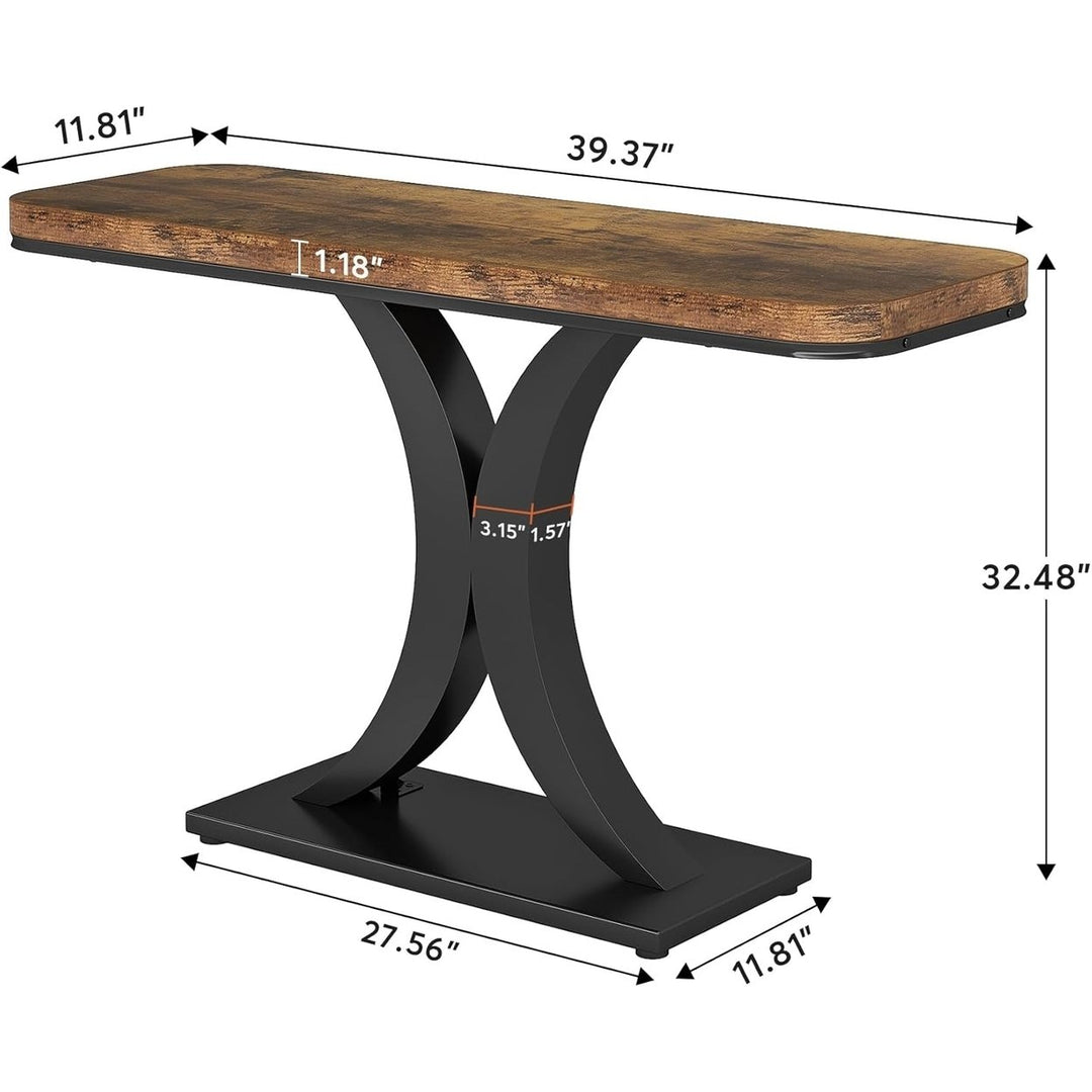 Tribesigns 40 Inch Industrial Console Table Narrow Entryway Foyer Table Brown Black Image 6