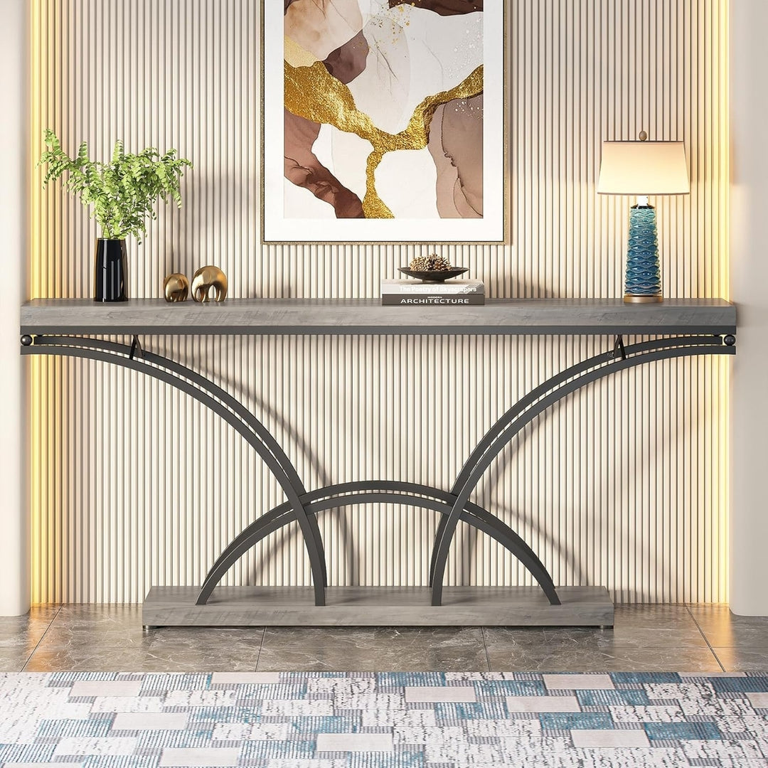 Tribesigns 70.9 Inch Narrow Console Table Metal Frame Living Room Decor Image 2