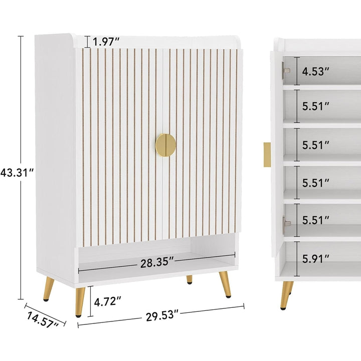 Tribesigns 6-Tier Shoe Cabinet Wooden Storage Organizer White Adjustable Shelves Image 6