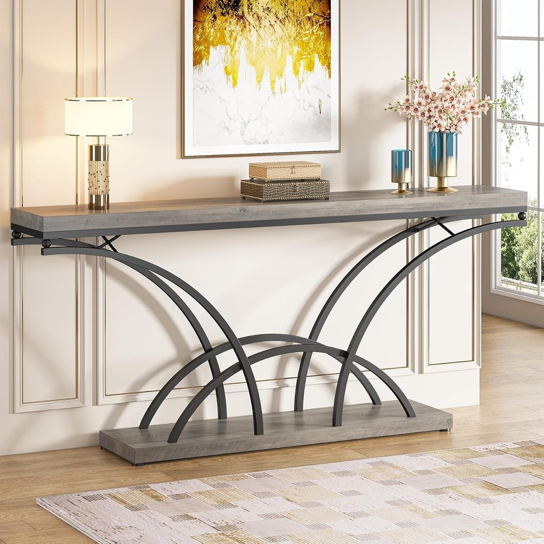 Tribesigns 70.9 Inch Narrow Console Table Metal Frame Living Room Decor Image 3