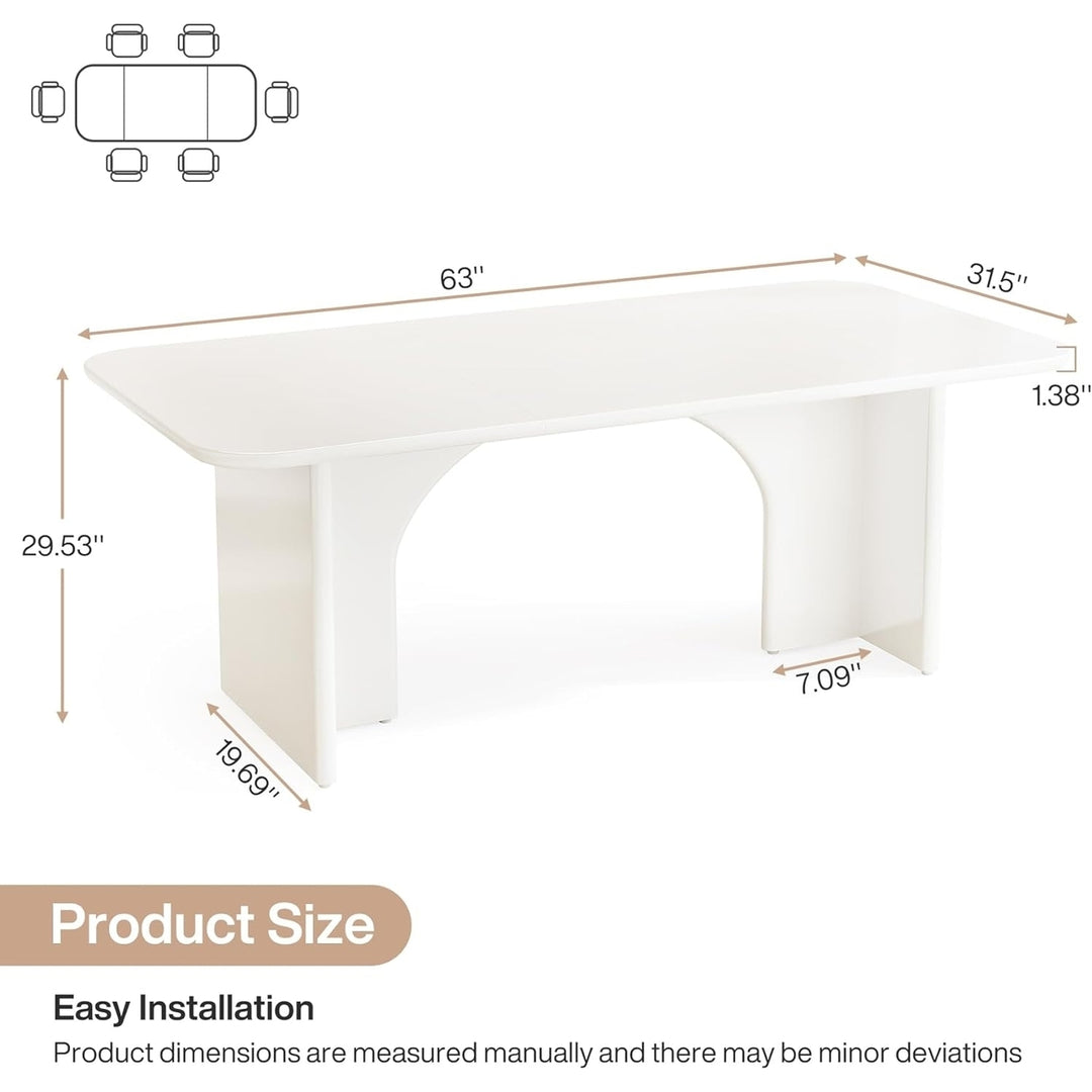 Tribesigns 62.99 Inch Modern Dining Table for 4-6 Kitchen Rectangle Arch Legs Image 6