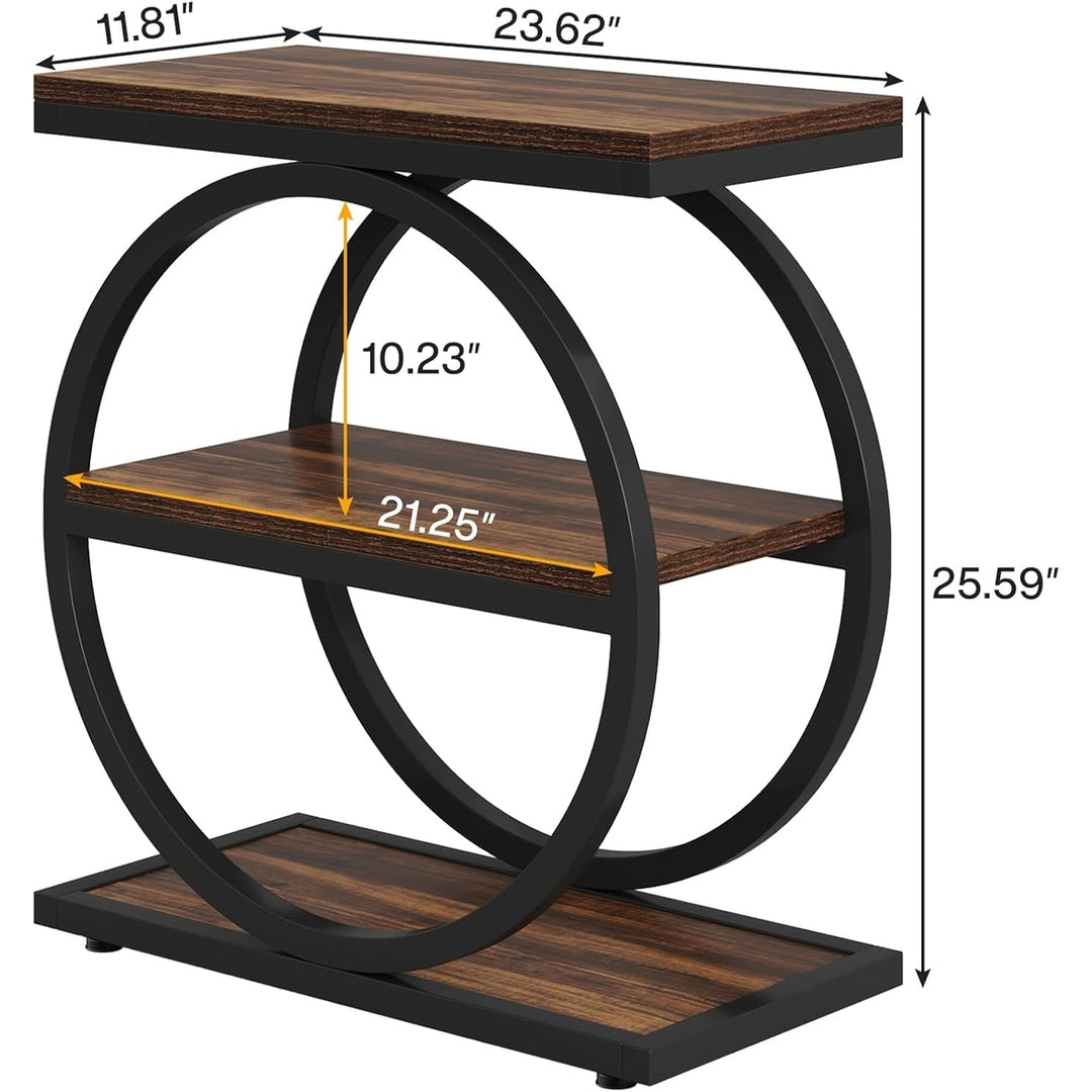 Tribesigns Narrow End Table Wood and Metal 3 Shelf Side Table for Living Room Image 6