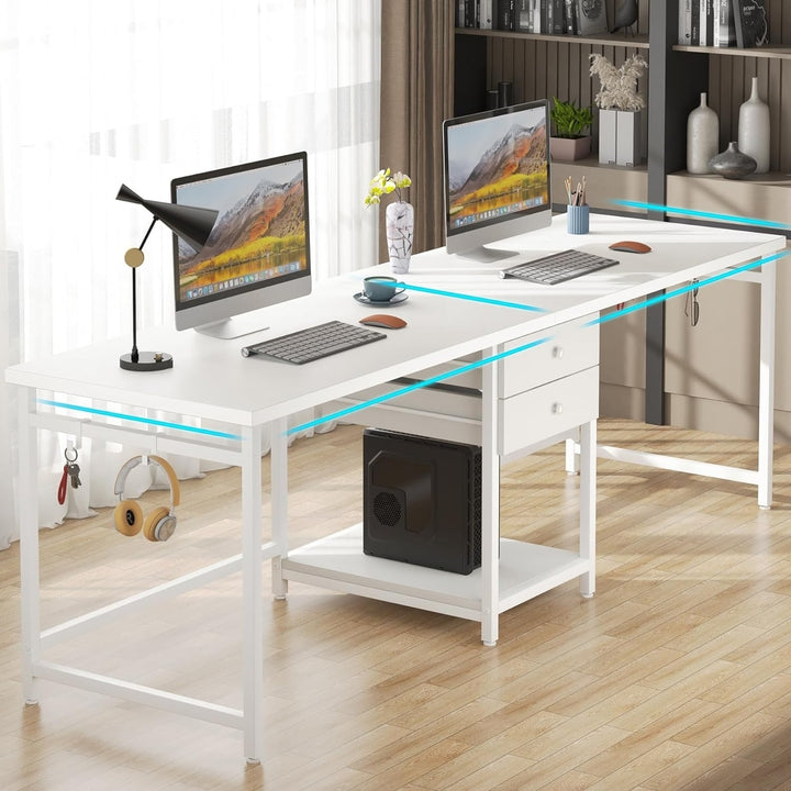 Tribesigns 79 Inch Extra Long Desk, Double Desk with 2 Drawers, Two Person Desk Long Computer Desk,Writing Study Desk Image 5