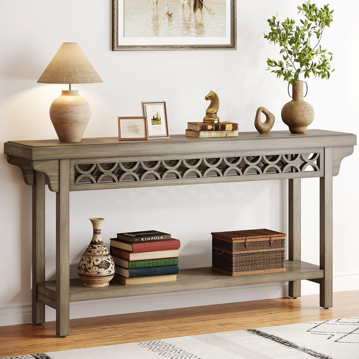 Tribesigns 70.8 Inch Solid Wood Console Table Farmhouse Narrow Entryway Sofa Table Image 1