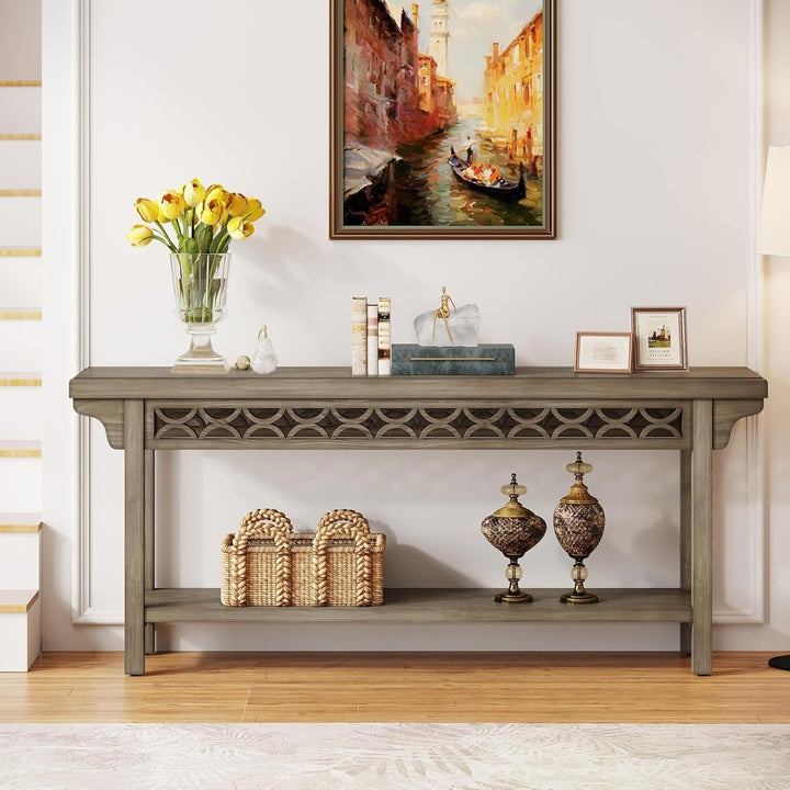 Tribesigns 70.8 Inch Solid Wood Console Table Farmhouse Narrow Entryway Sofa Table Image 4