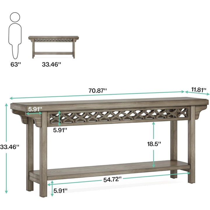 Tribesigns 70.8 Inch Solid Wood Console Table Farmhouse Narrow Entryway Sofa Table Image 6