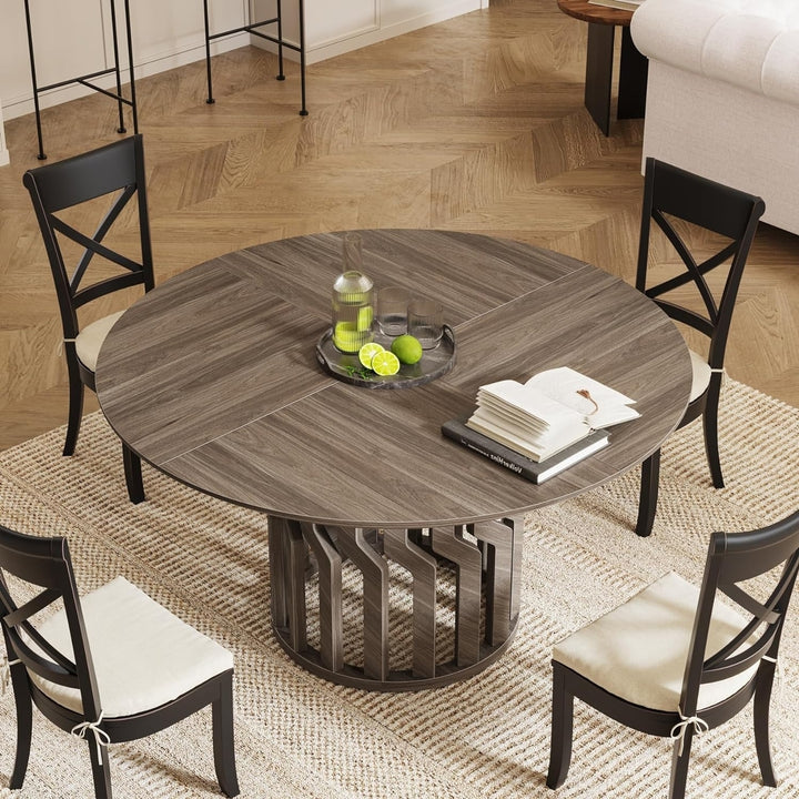 Tribesigns 41In Round Dining Table Modern Wood Kitchen Table for 4-6 People Image 3