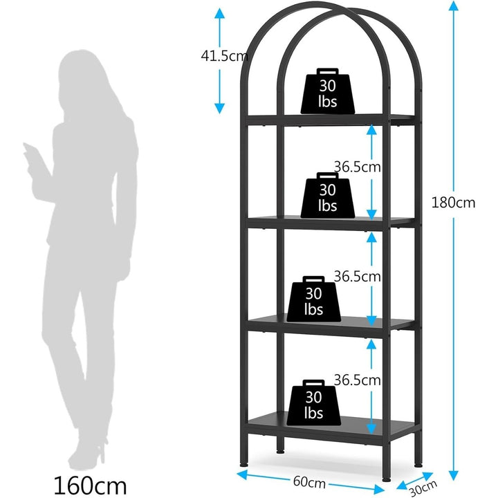 Tribesigns 74.4" 5-Tier Wood Bookshelf Metal Frame Storage Black for Home Office Image 6