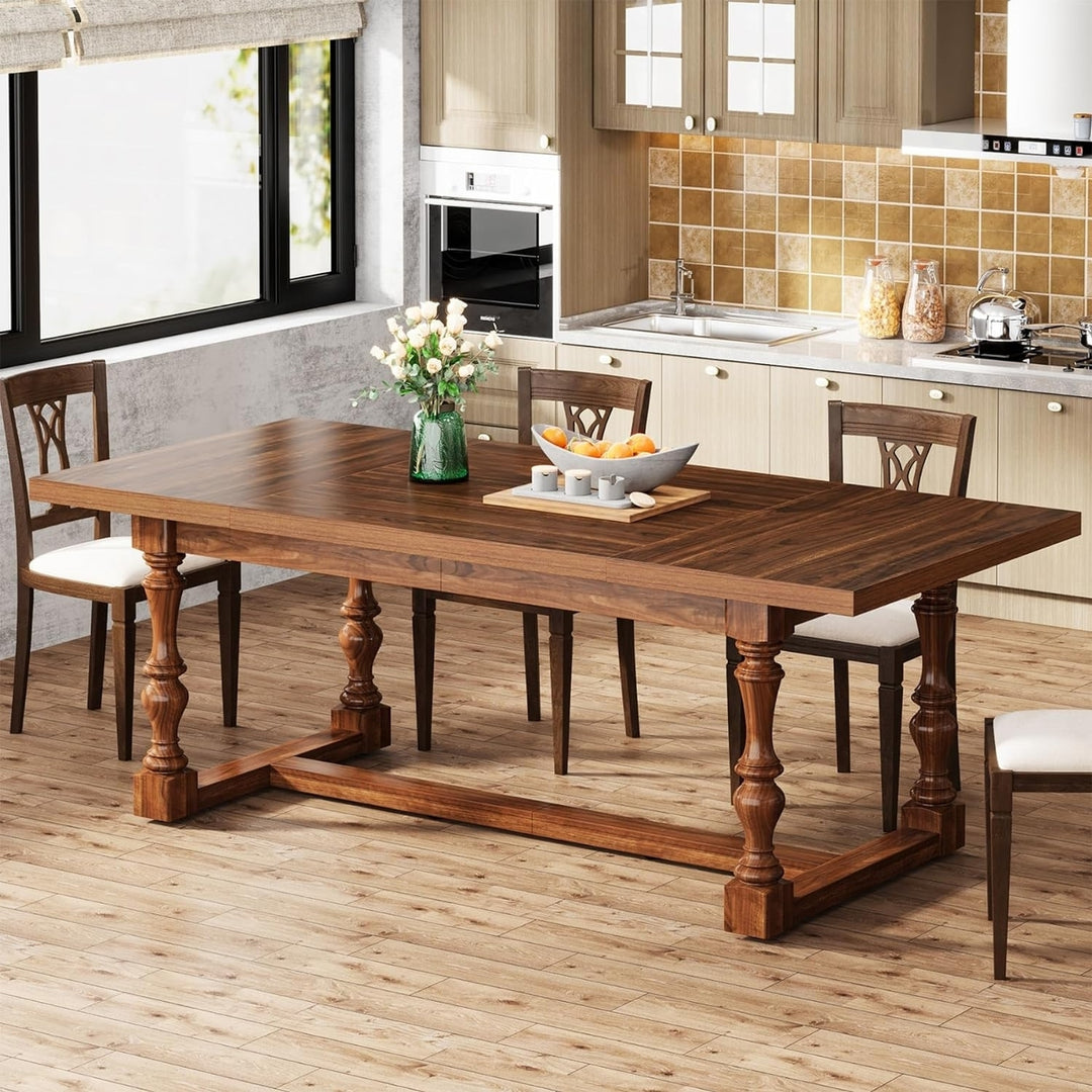 Tribesigns 70.9 Inches Dining Table for 8 People, Wood Kitchen Table with Solid Wood Legs for Kitchen, Living Room Image 1