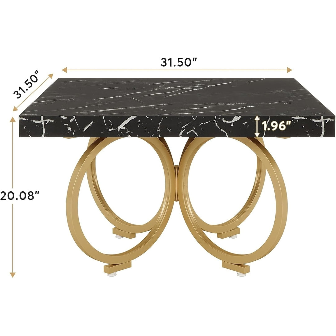 Tribesigns 31.5 Inch Modern Coffee Table Faux Marble Gold Geometric Frame Image 6