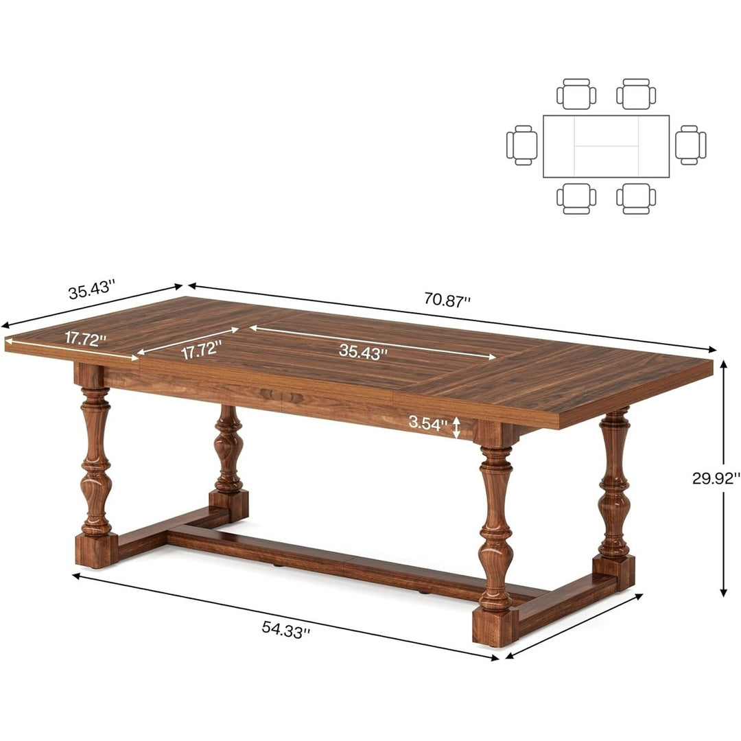 Tribesigns 70.9 Inches Dining Table for 8 People, Wood Kitchen Table with Solid Wood Legs for Kitchen, Living Room Image 6