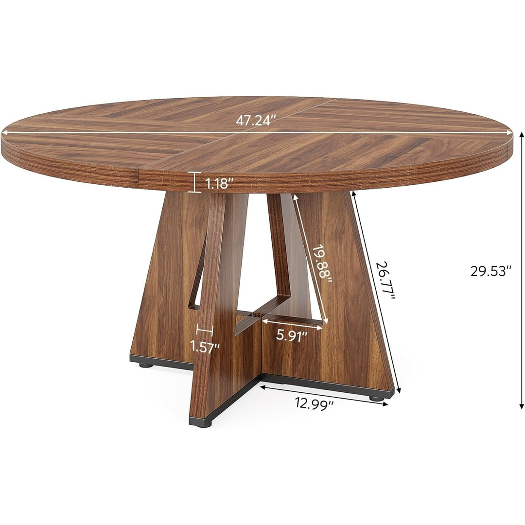 Tribesigns Round Wood Dining Table 47 Inch Farmhouse Style Rustic Furniture Image 6