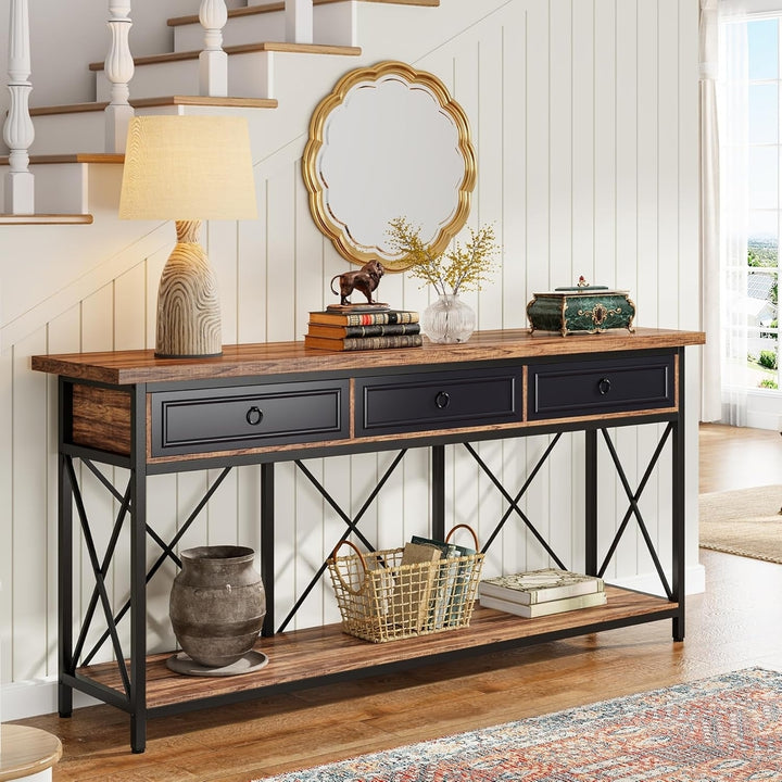 Tribesigns 70.8 Inch Console Table Farmhouse Entryway Table with 3 Drawers Image 1