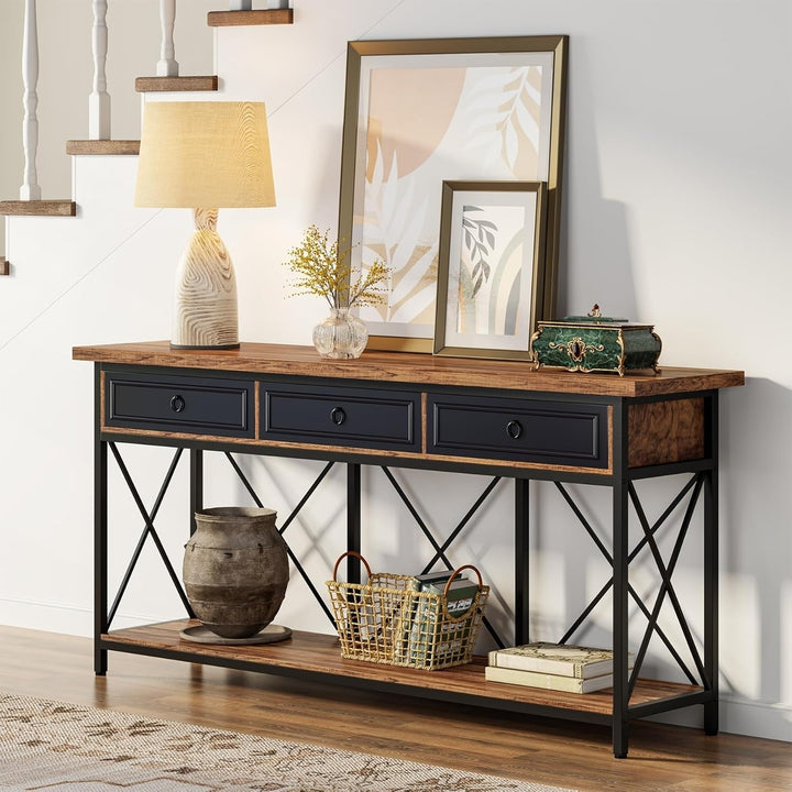 Tribesigns 70.8 Inch Console Table Farmhouse Entryway Table with 3 Drawers Image 2