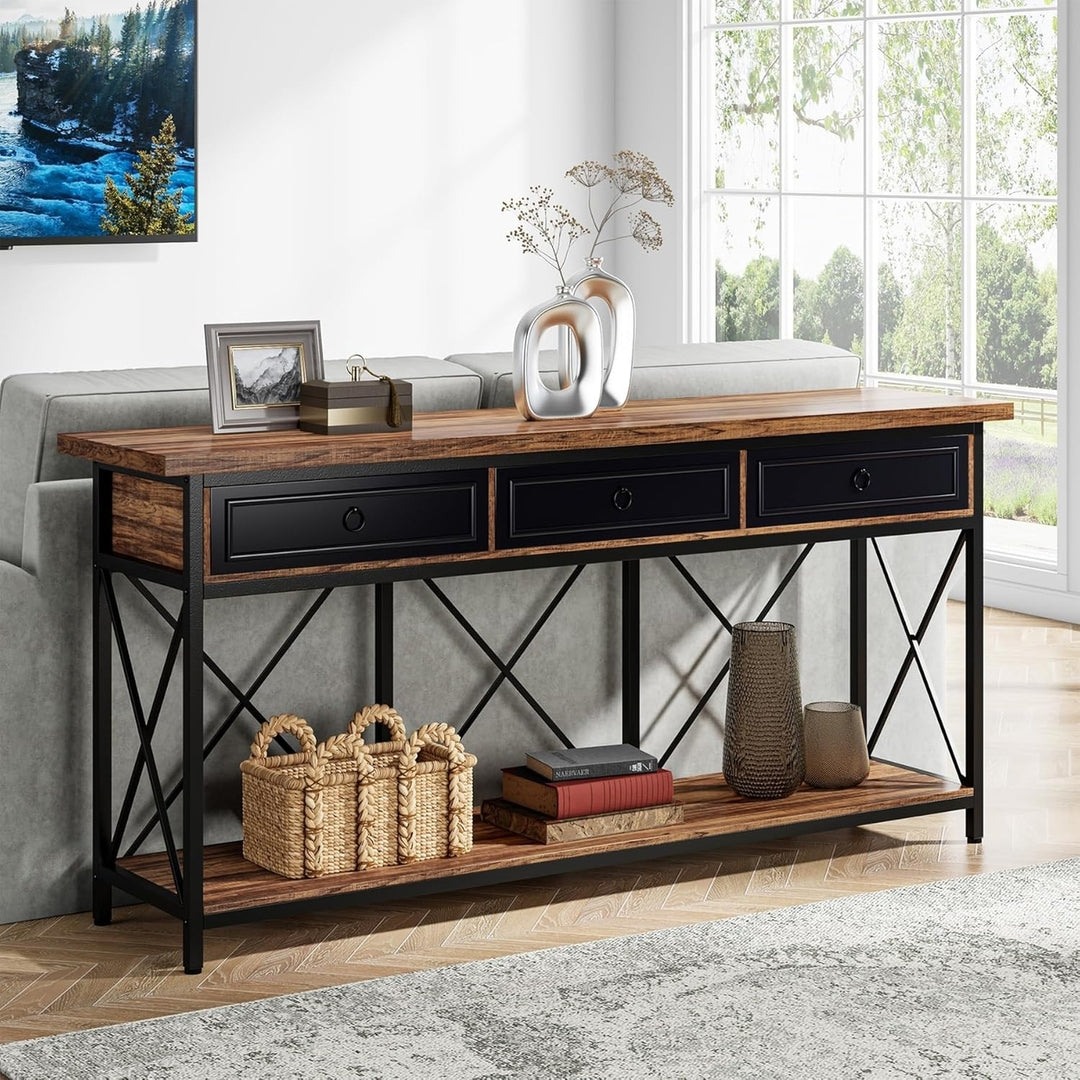 Tribesigns 70.8 Inch Console Table Farmhouse Entryway Table with 3 Drawers Image 3