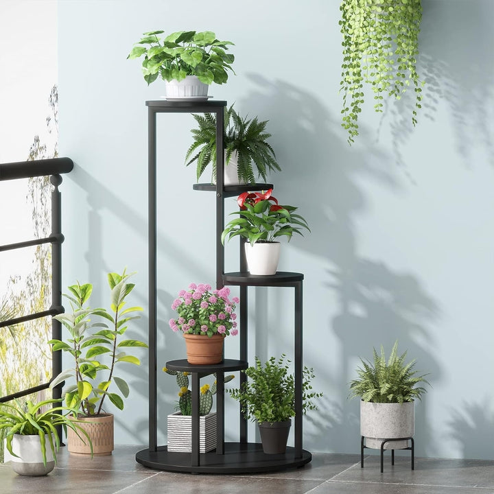 Tribesigns 4-Tier Wood Metal Corner Plant Stand Indoor Space Saver for Potted Plants Image 3