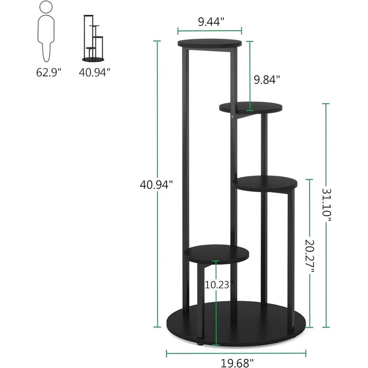 Tribesigns 4-Tier Wood Metal Corner Plant Stand Indoor Space Saver for Potted Plants Image 6