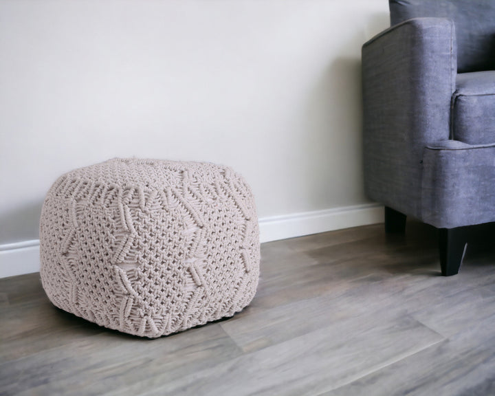 18" Black Cotton Blend Pouf Ottoman Image 3