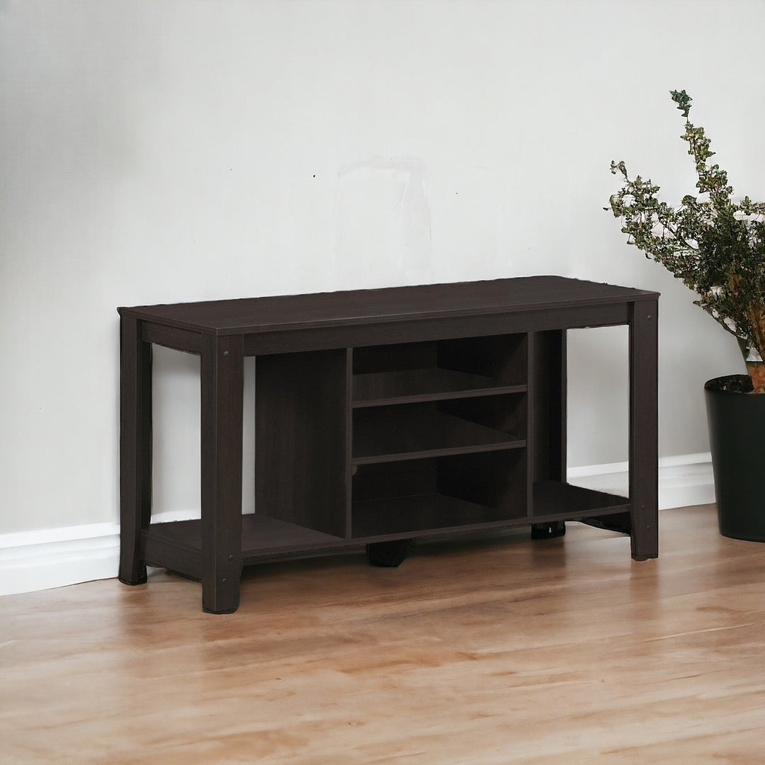 17" Deep Taupe Open Shelving TV Stand Image 6