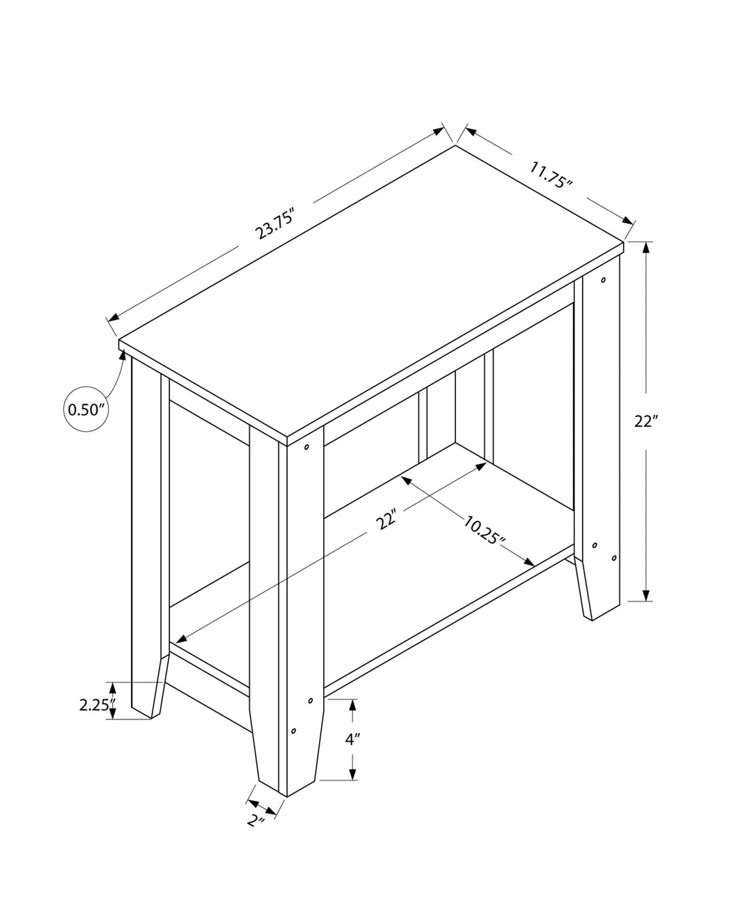 22" Deep Taupe End Table With Shelf Image 7