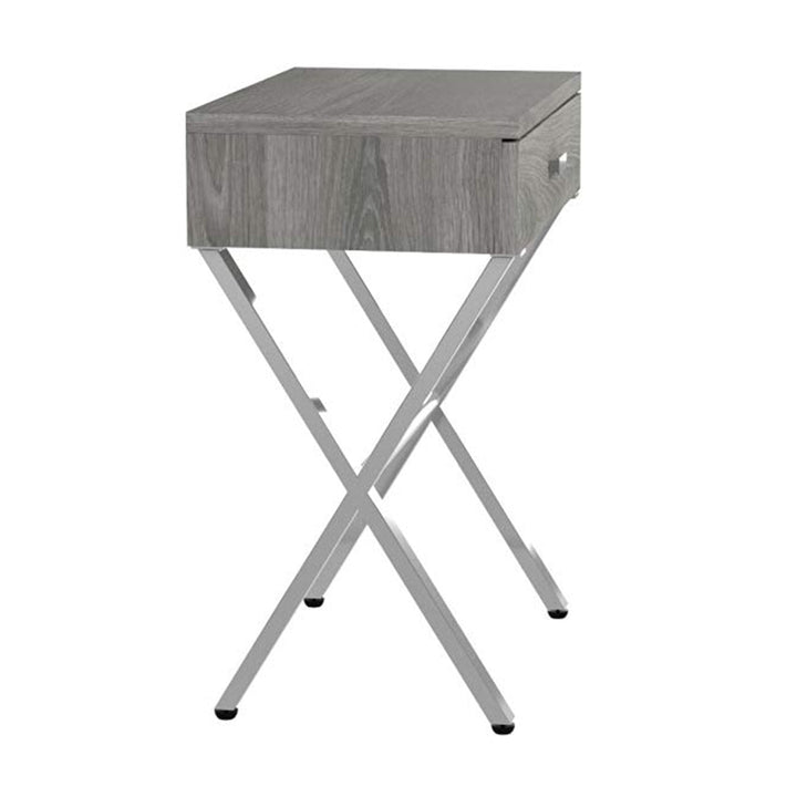 22" Silver And White End Table With Drawer Image 3