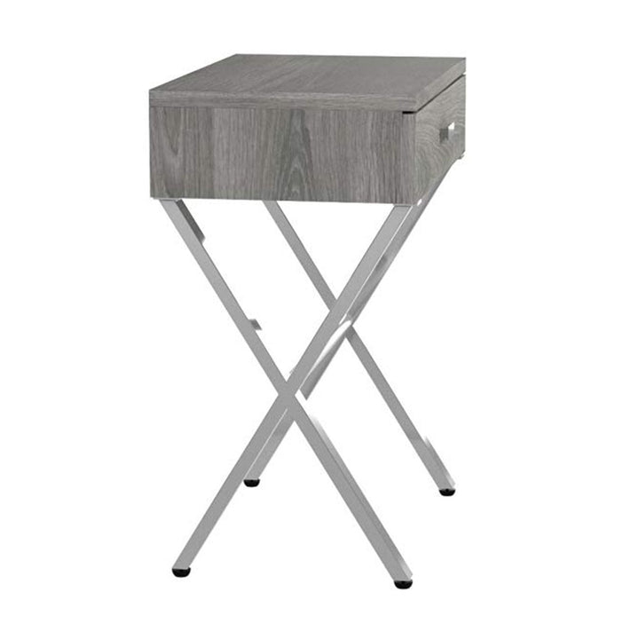 22" Silver And White End Table With Drawer Image 1