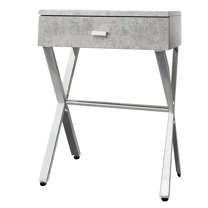 22" Silver And White End Table With Drawer Image 4