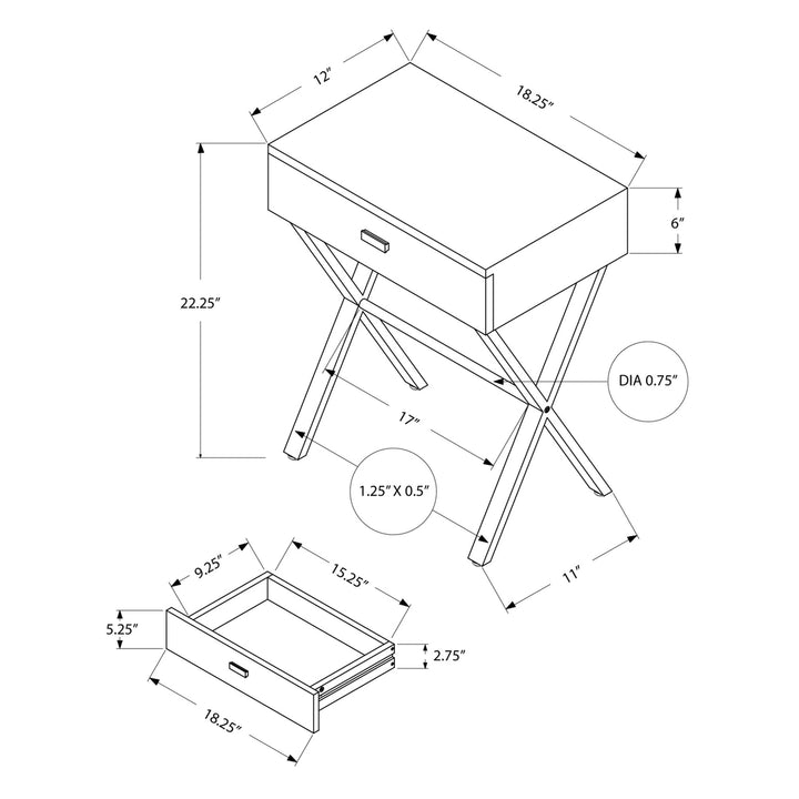 22" Silver And White End Table With Drawer Image 8