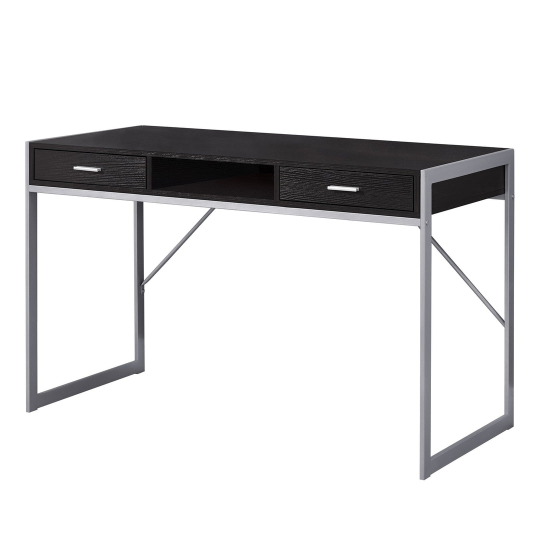 22" Taupe and Black Computer Desk With Two Drawers Image 4