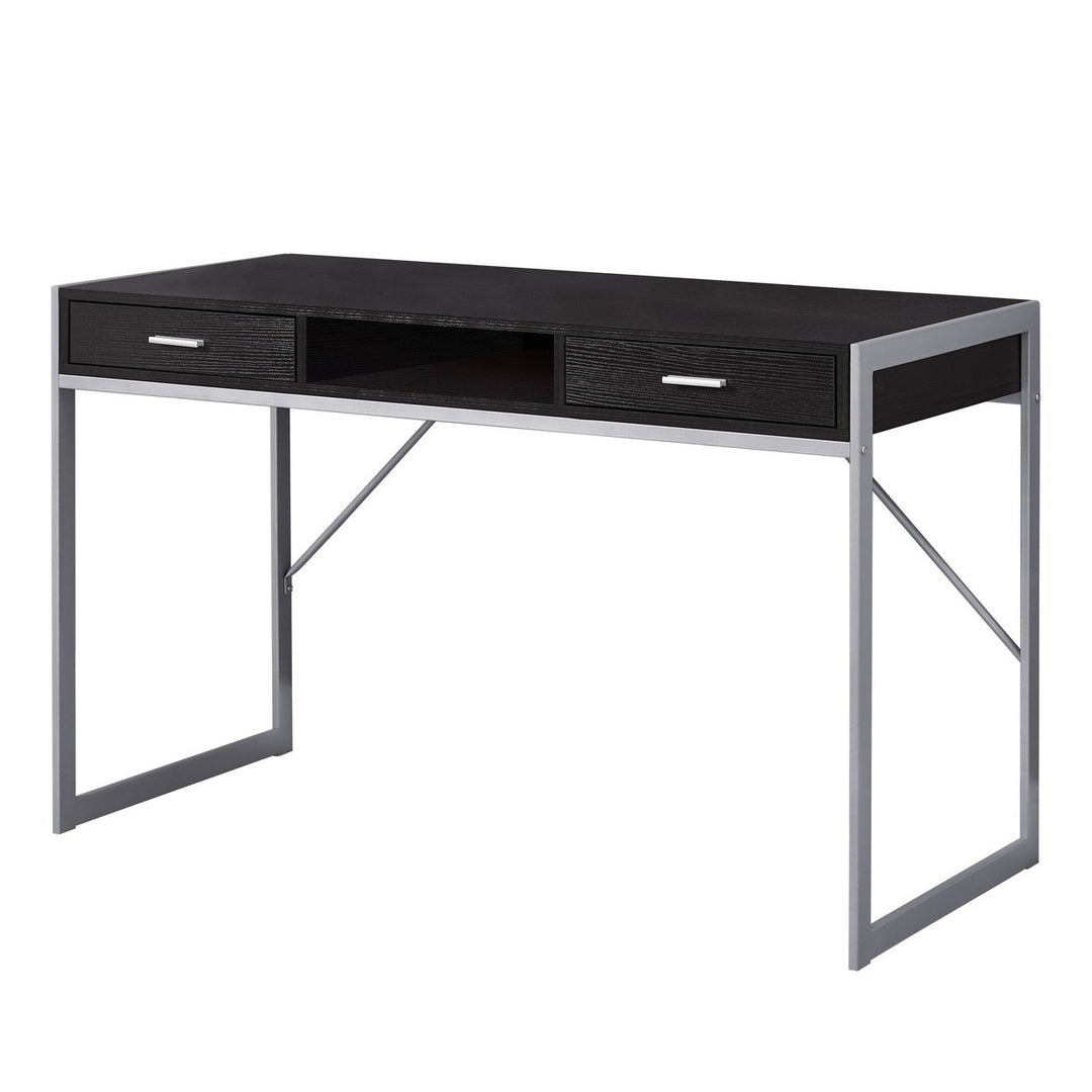 22" Taupe and Black Computer Desk With Two Drawers Image 1