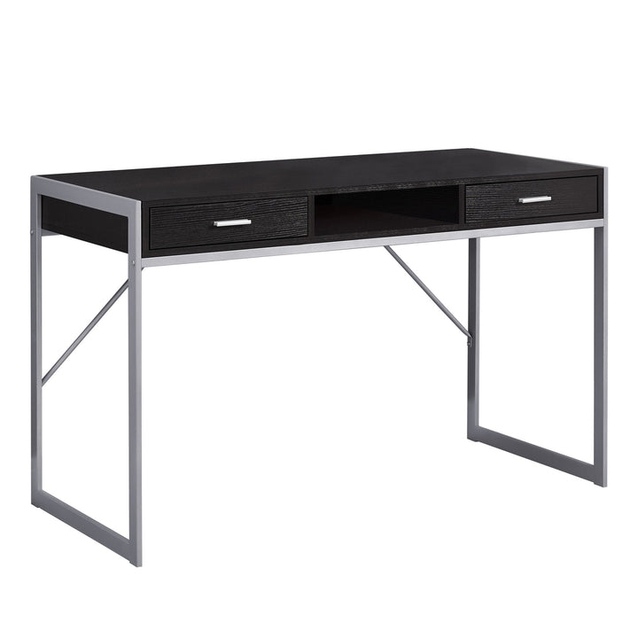 22" Taupe and Black Computer Desk With Two Drawers Image 9