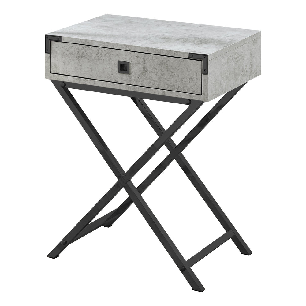 24" Black And Gray End Table With Drawer Image 2