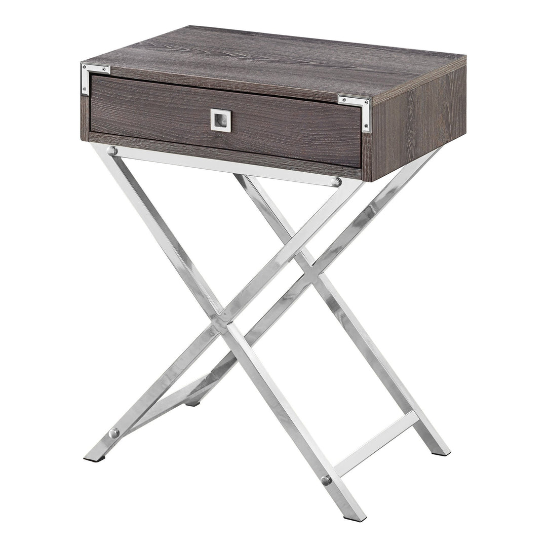 24" Black And Gray End Table With Drawer Image 1