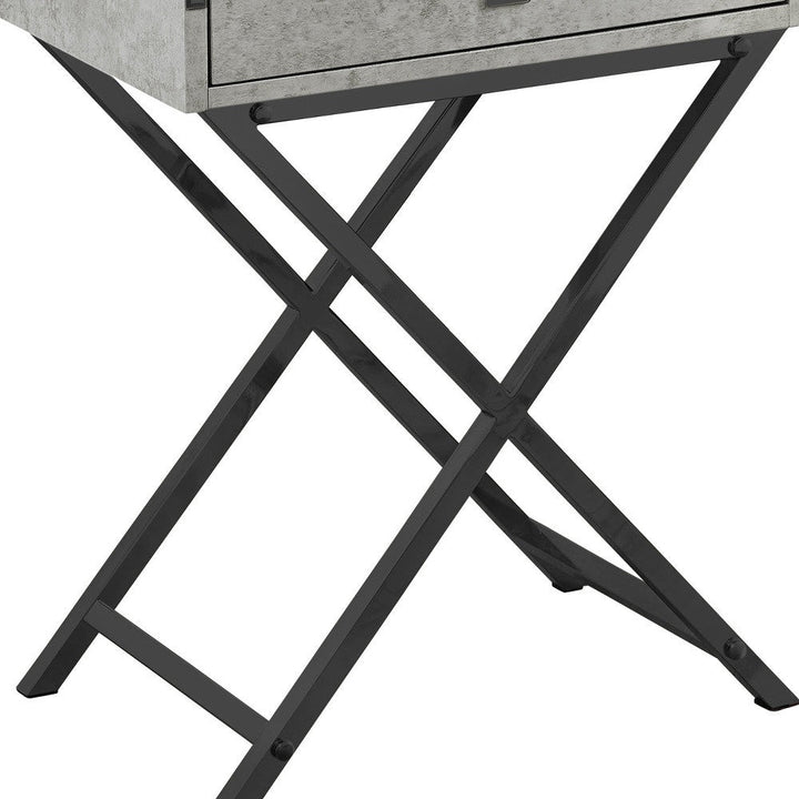 24" Black And Gray End Table With Drawer Image 8