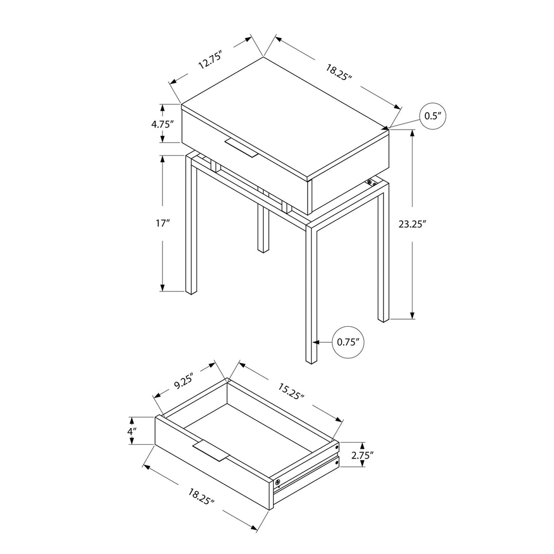 23" Gold And Beige End Table With Drawer Image 3