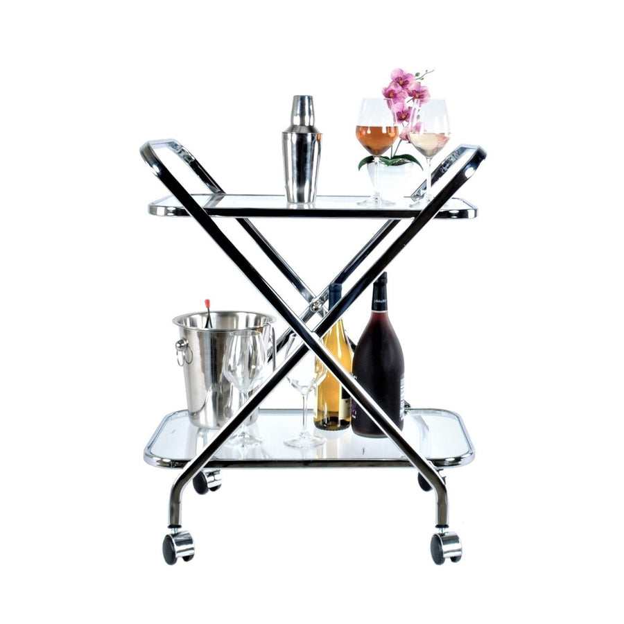 16.5" X 26.25" X 30.5" Chrome Xshape Bar Cart Image 1