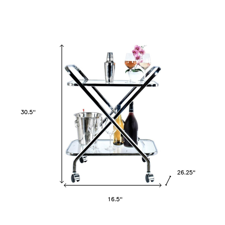 16.5" X 26.25" X 30.5" Chrome Xshape Bar Cart Image 6