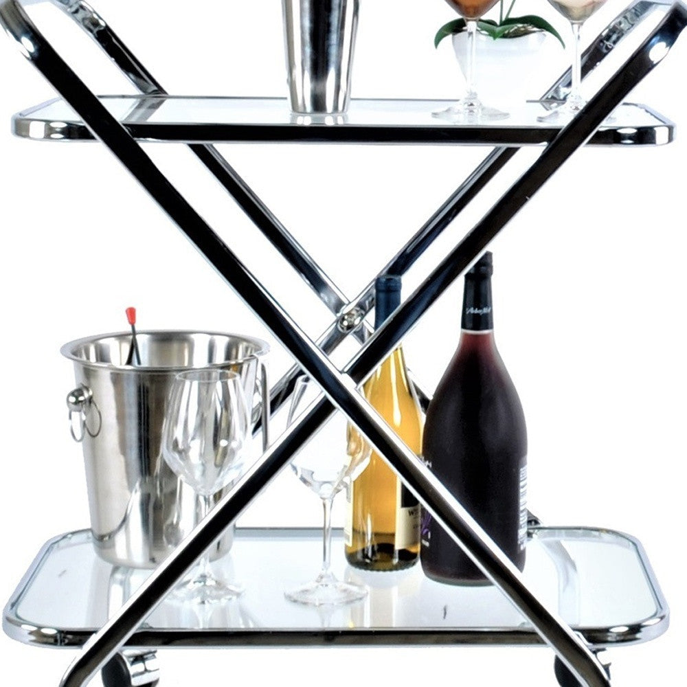 16.5" X 26.25" X 30.5" Chrome Xshape Bar Cart Image 8